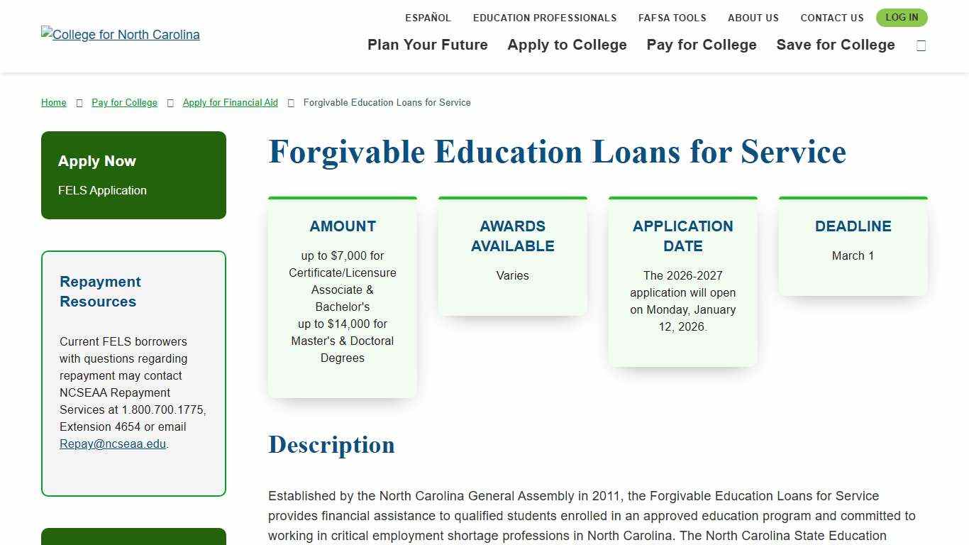 College for North Carolina