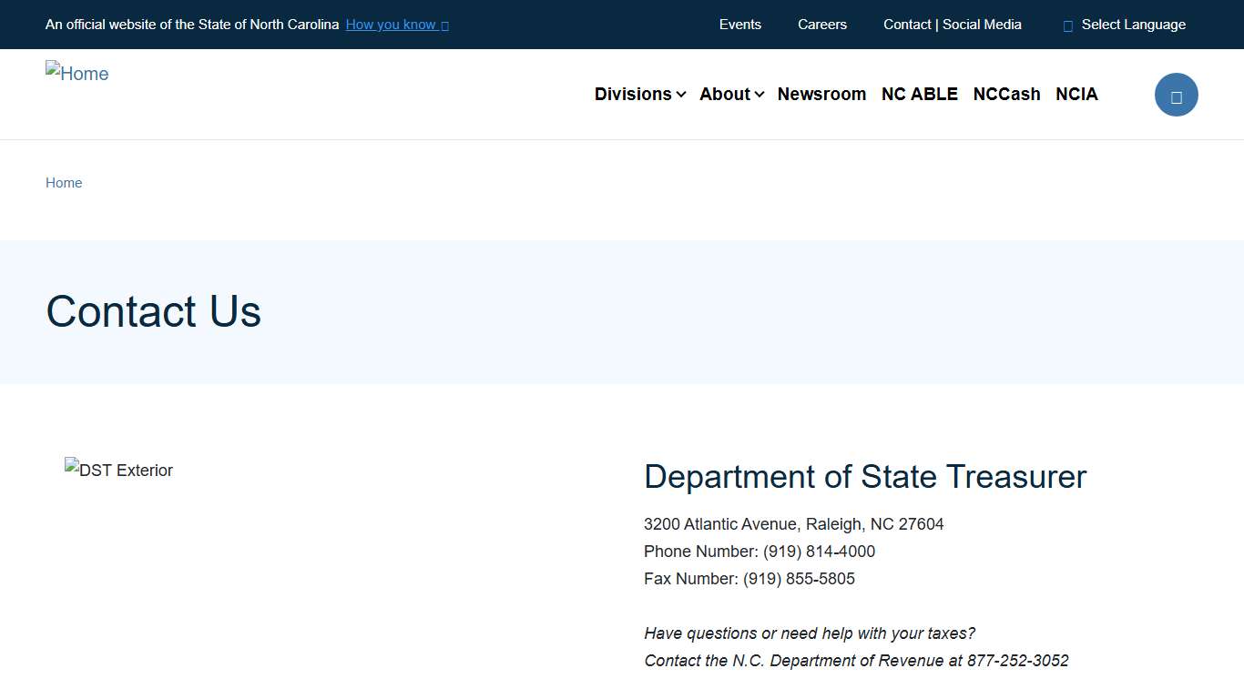 Contact Us NC Treasurer